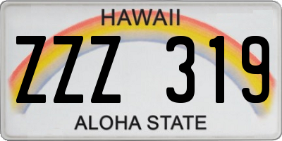 HI license plate ZZZ319