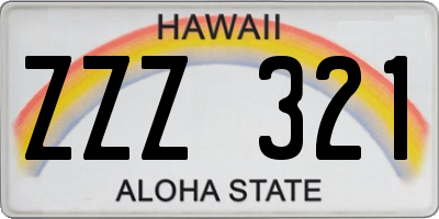 HI license plate ZZZ321