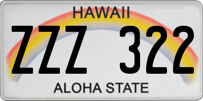 HI license plate ZZZ322