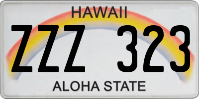 HI license plate ZZZ323