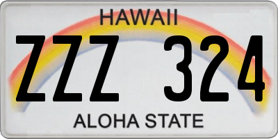 HI license plate ZZZ324