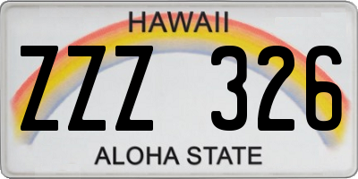 HI license plate ZZZ326