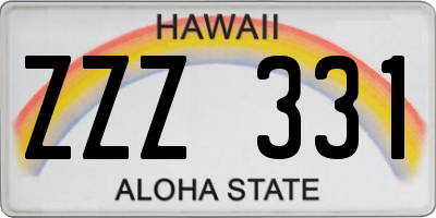 HI license plate ZZZ331