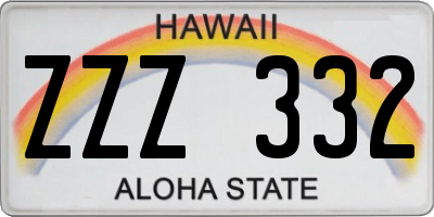 HI license plate ZZZ332