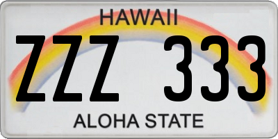 HI license plate ZZZ333