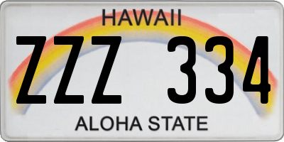 HI license plate ZZZ334