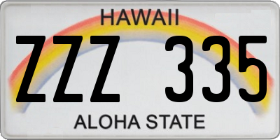 HI license plate ZZZ335