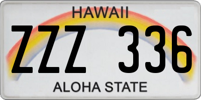 HI license plate ZZZ336