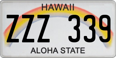 HI license plate ZZZ339