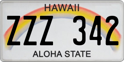 HI license plate ZZZ342