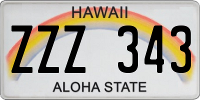 HI license plate ZZZ343