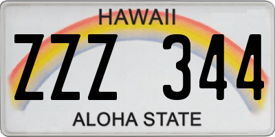 HI license plate ZZZ344