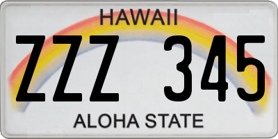 HI license plate ZZZ345