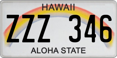 HI license plate ZZZ346