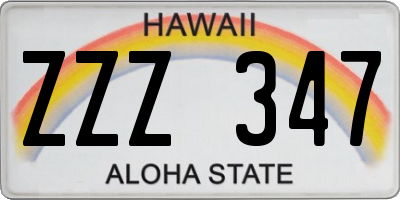 HI license plate ZZZ347