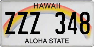 HI license plate ZZZ348