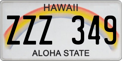 HI license plate ZZZ349