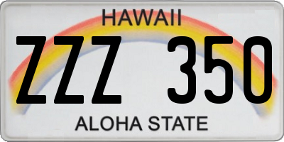 HI license plate ZZZ350