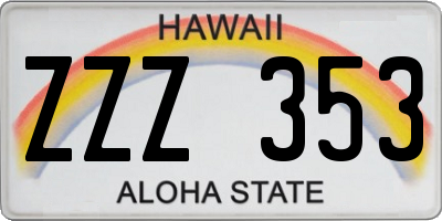 HI license plate ZZZ353