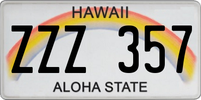 HI license plate ZZZ357