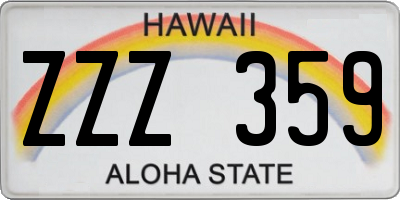 HI license plate ZZZ359