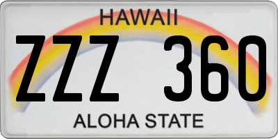 HI license plate ZZZ360