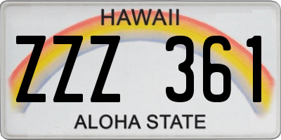 HI license plate ZZZ361