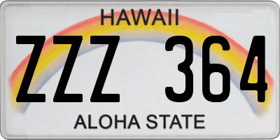 HI license plate ZZZ364