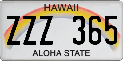 HI license plate ZZZ365