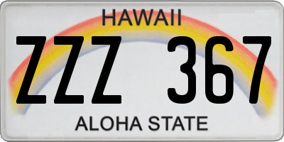 HI license plate ZZZ367