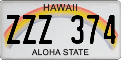 HI license plate ZZZ374