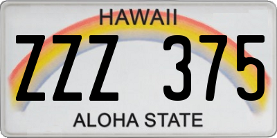 HI license plate ZZZ375