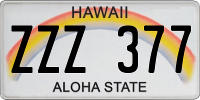 HI license plate ZZZ377