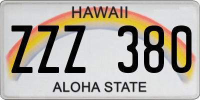 HI license plate ZZZ380