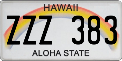 HI license plate ZZZ383