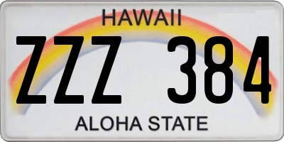 HI license plate ZZZ384