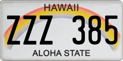 HI license plate ZZZ385