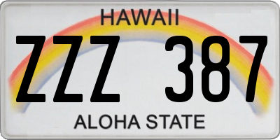 HI license plate ZZZ387