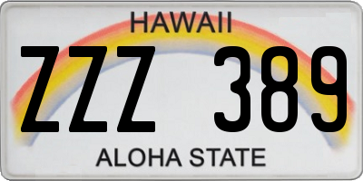 HI license plate ZZZ389