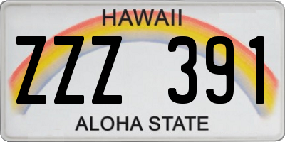 HI license plate ZZZ391