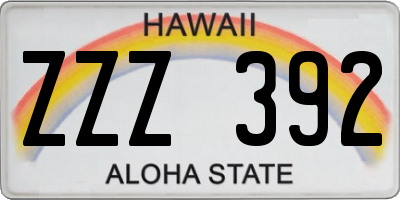 HI license plate ZZZ392