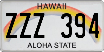 HI license plate ZZZ394