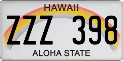 HI license plate ZZZ398