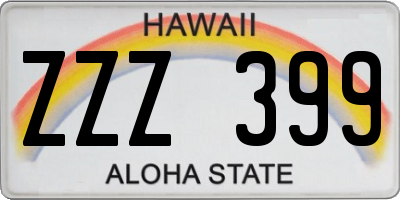 HI license plate ZZZ399