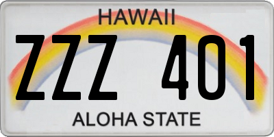 HI license plate ZZZ401