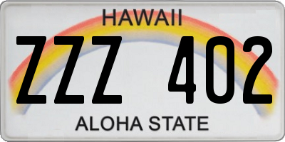 HI license plate ZZZ402