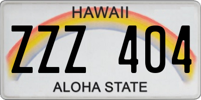 HI license plate ZZZ404