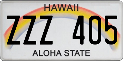 HI license plate ZZZ405