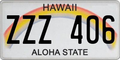 HI license plate ZZZ406