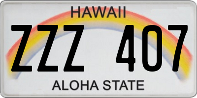 HI license plate ZZZ407